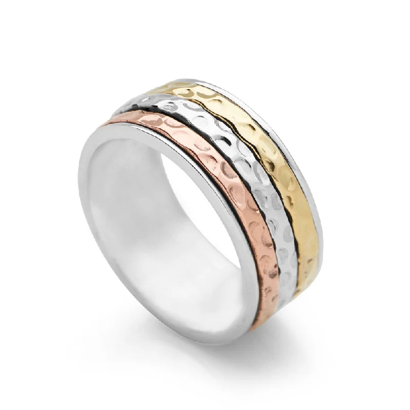 Trendy Minimalist Jewelry For Everyday Wear Hammered Divine Spin Ring