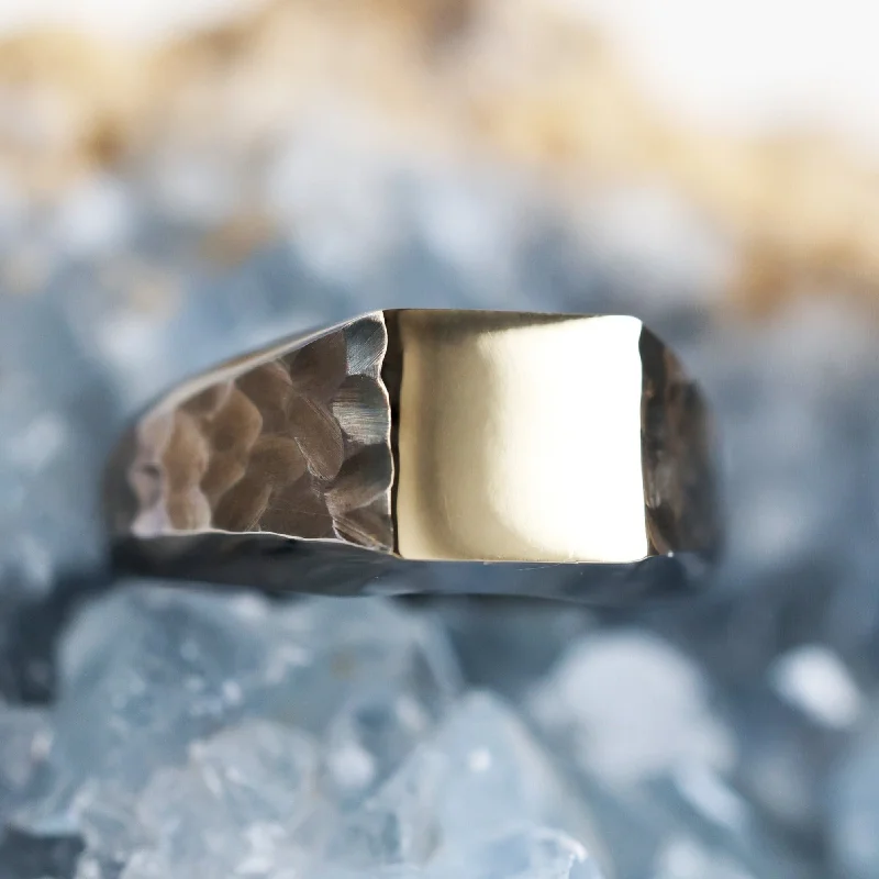 Discounted Jewelry For A Glamorous Look Hammered mens signet ring