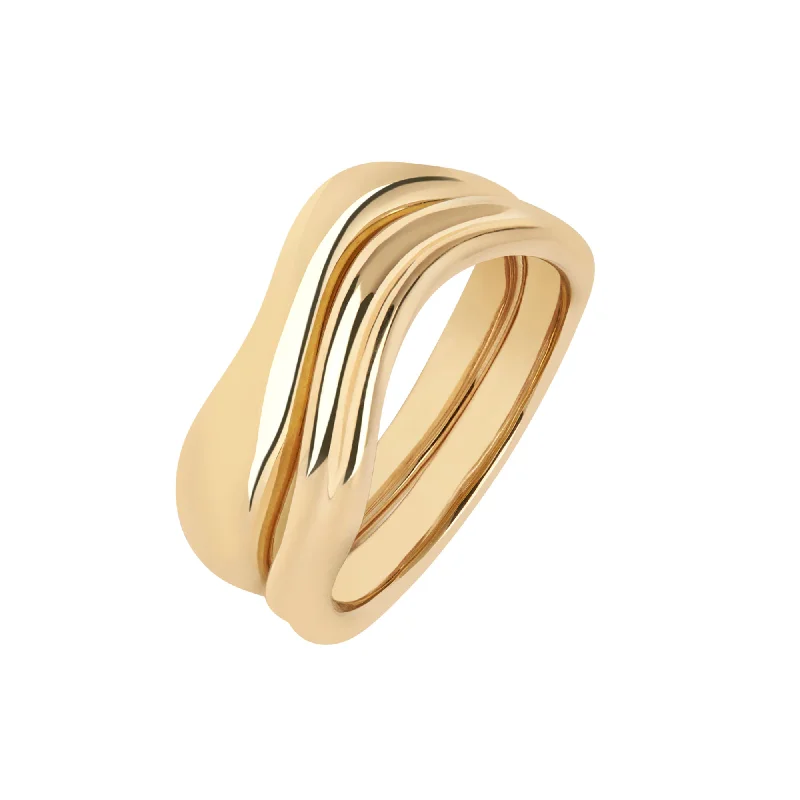 Special Deals On Handcrafted And Designer Jewelry Vayu Gold Plated Ring Stack