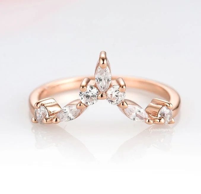 Your Dream Jewelry At Dream Prices Marquise Diamond or Moissanite Wedding Band- 14K Solid Rose Gold