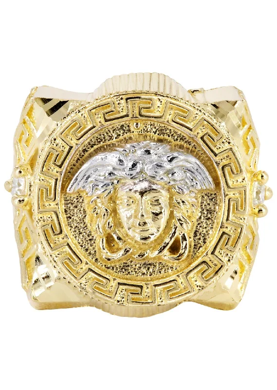 10K Gold Medusa Style Mens Ring | 8 Grams