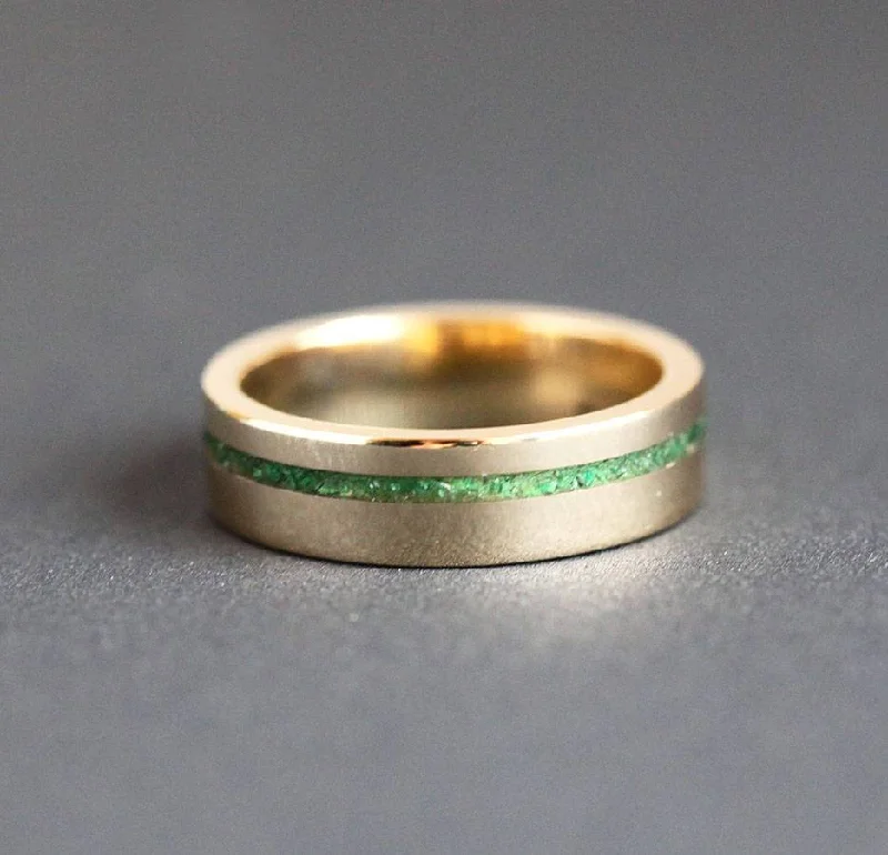 Yuri Emerald Inlay Wedding Band