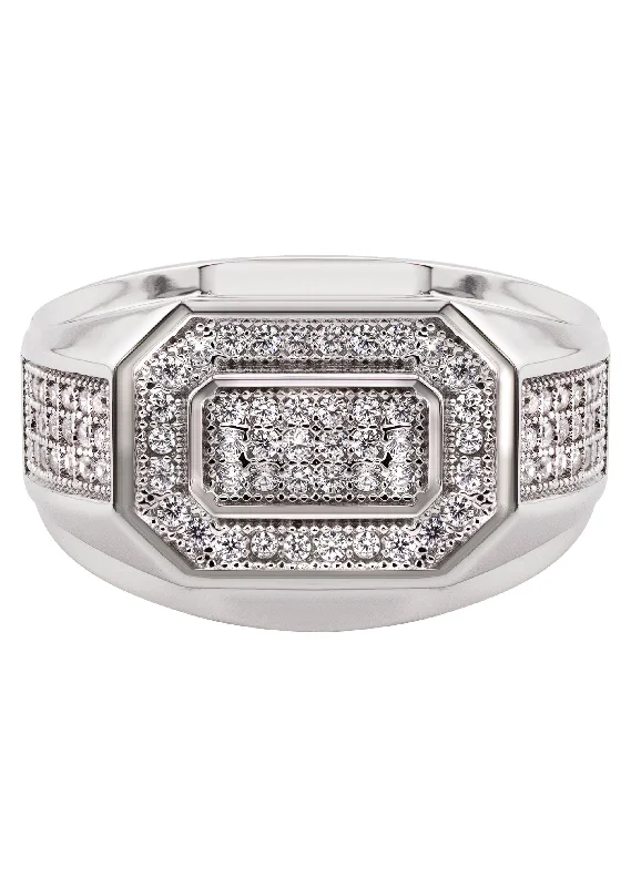 Mens Silver CZ Signet Ring | Appx 6.4 Grams