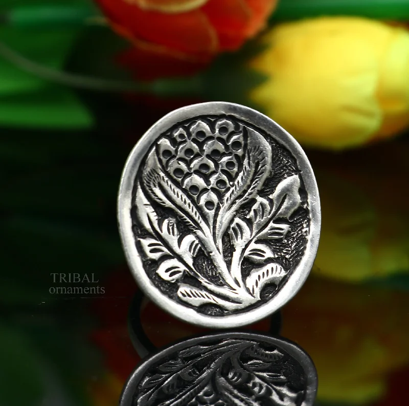 Everyday Jewelry Essentials Now On Sale Pure 925 sterling silver handmade gorgeous flower shape adjustable ring band, unisex stylish gifting chitai work tribal ethnic jewelry sr303 Everyday Jewelry Essentials Now On Sale Pure 925 sterling silver handmade gorgeous flower shape adjustable ring band, unisex stylish gifting chitai work tribal ethnic jewelry sr303