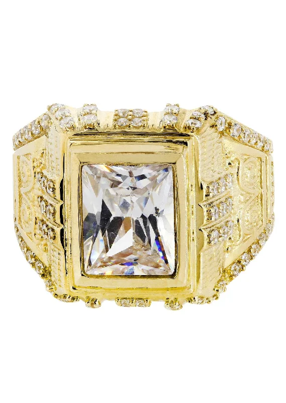 Rock Crystal  10K Gold Mens Ring | 10.3 Grams