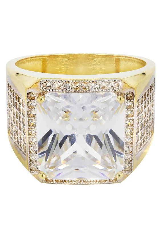 Rock Crystal  10K Gold Mens Ring | 10.43 Grams