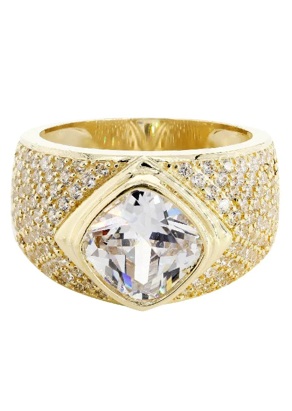 Rock Crystal  10K Gold Mens Ring | 11.4 Grams