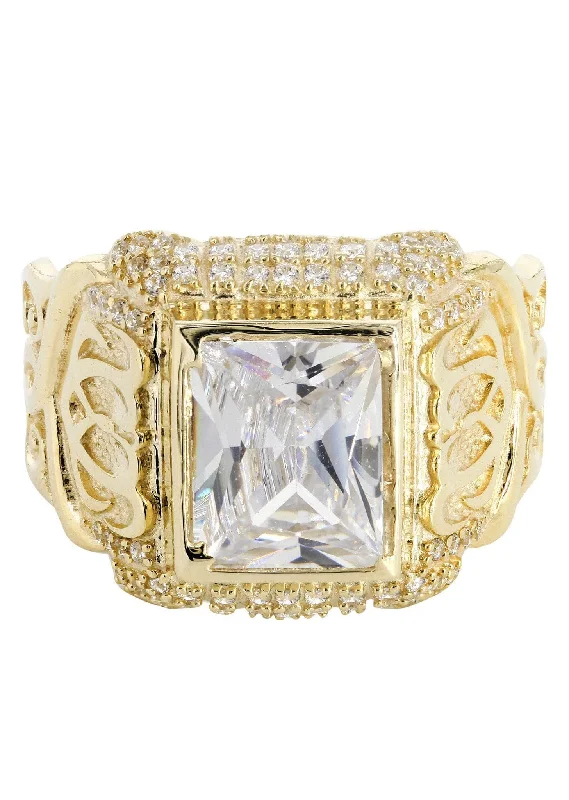 Rock Crystal  10K Gold Mens Ring | 7.7 Grams