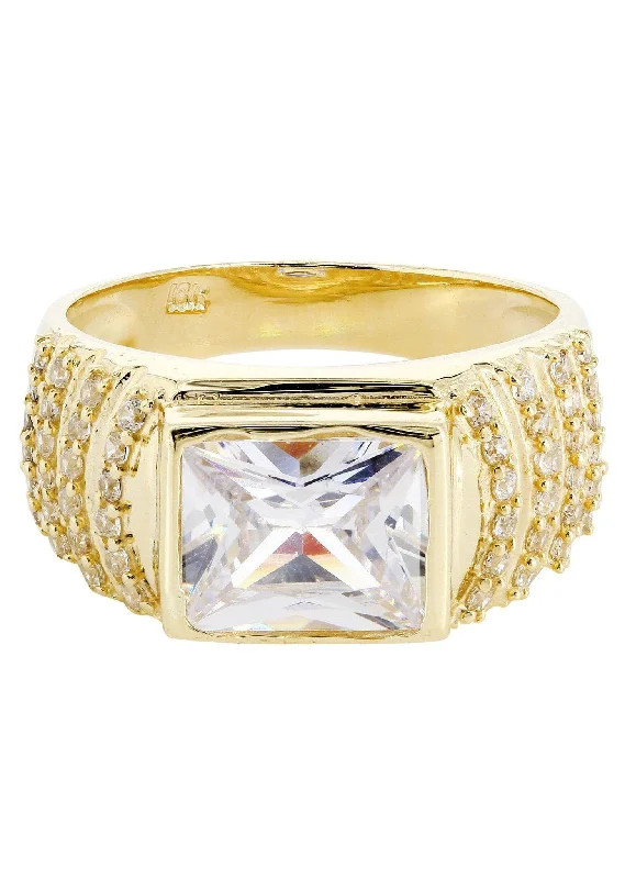 Rock Crystal 10K Gold Mens Ring | 7.8 Grams