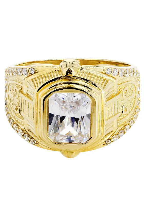 Rock Crystal 10K Gold Mens Ring | 8.7 Grams