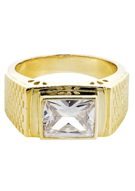 Rock Crystal 10K Gold Mens Ring | 9.3 Grams