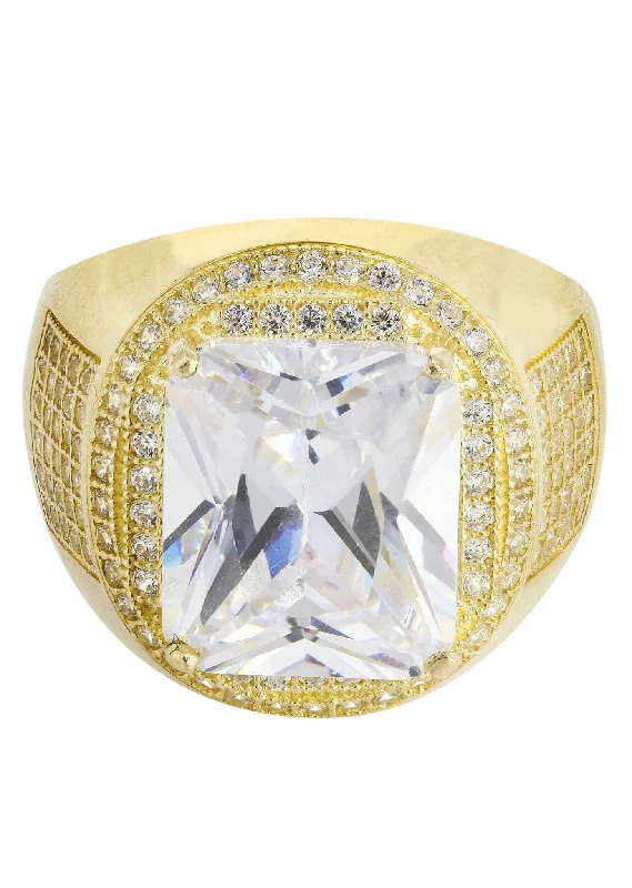 Rock Crystal  10K Gold Mens Ring | 9.4 Grams