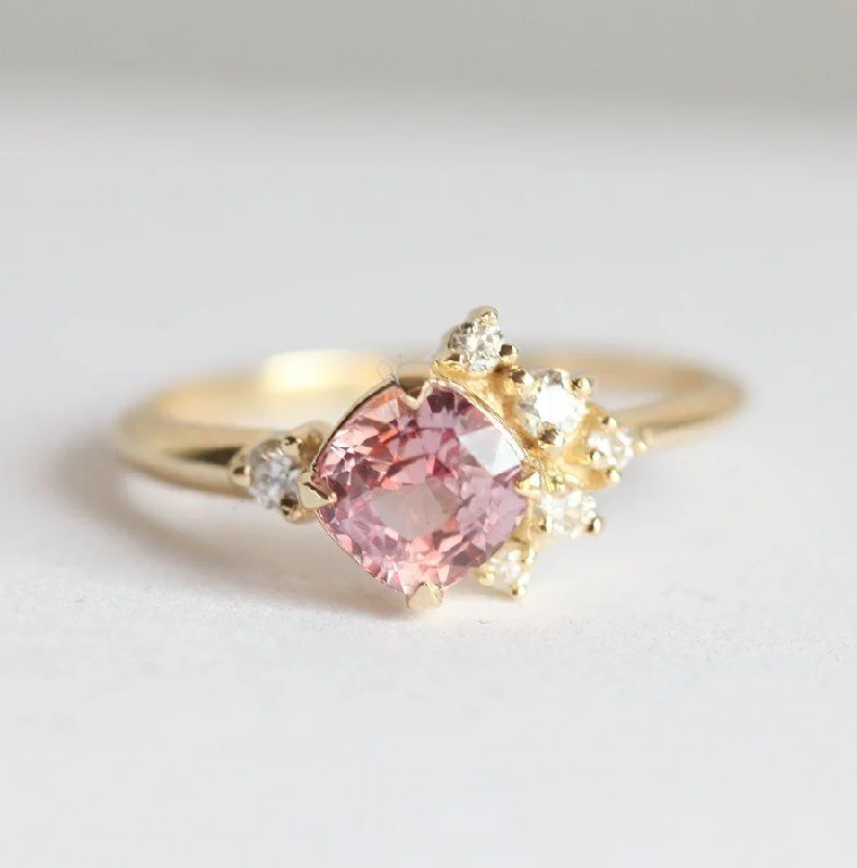 The Jewelry Sale You've Been Waiting For Is Here Elodie Peach Pink Sapphire Diamond Cluster Ring