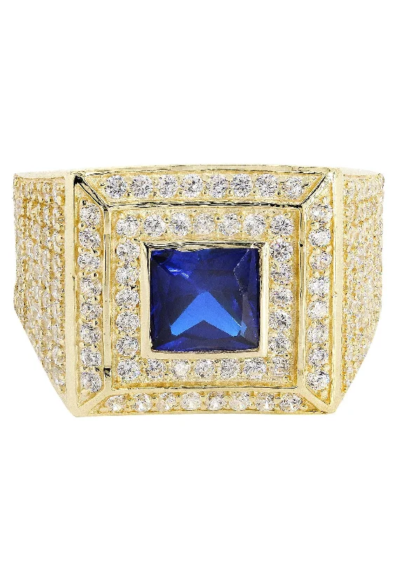 Sapphire  10K Gold Mens Ring | 10.9 Grams