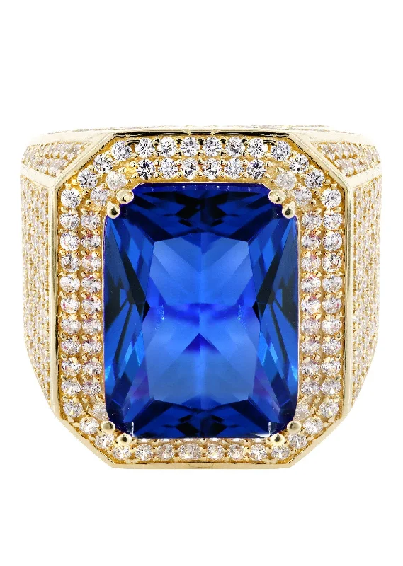 Sapphire 10K Gold Mens Ring | 20.7 Grams