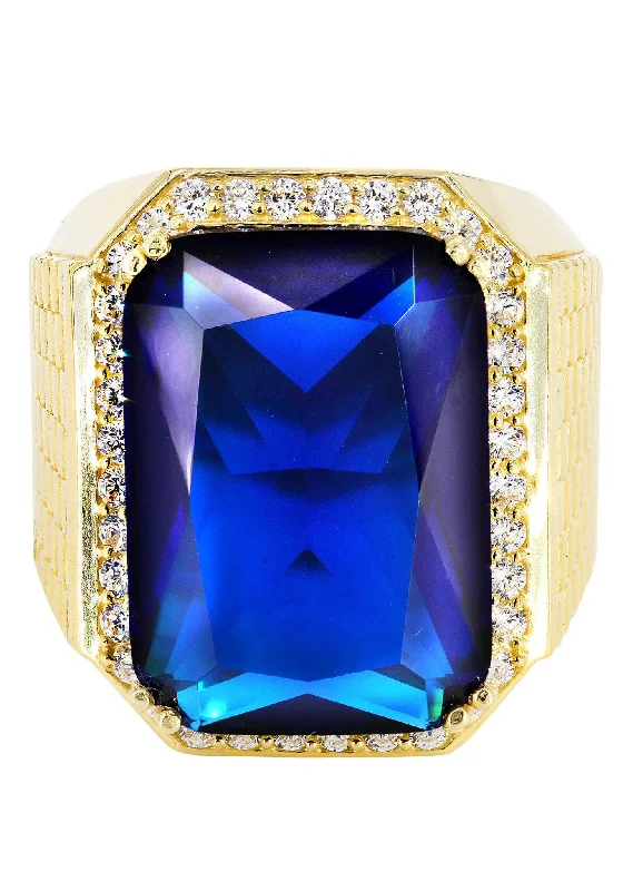 Sapphire 10K Gold Mens Ring | 23.1 Grams