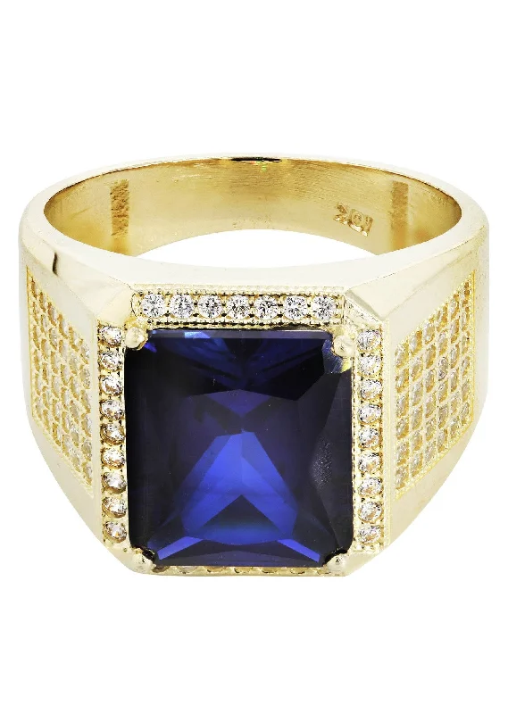 Sapphire 10K Gold Mens Ring | 9.3 Grams