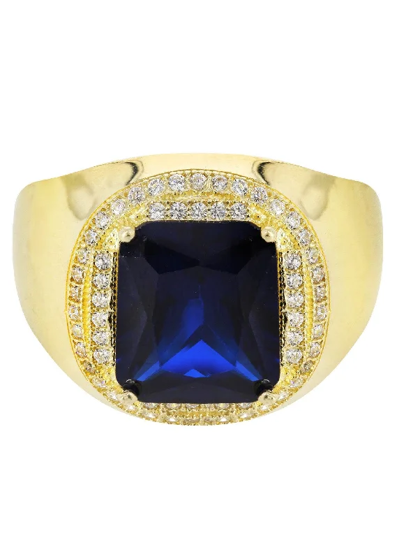 Sapphire 10K Gold Mens Ring | 9 Grams