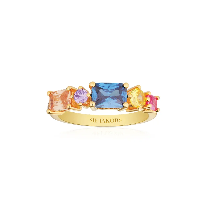 Upgrade Your Collection With Our Limited-Time Jewelry Sale Ivrea 18K Gold Plated Ring w. Mixed Colors Zirconias