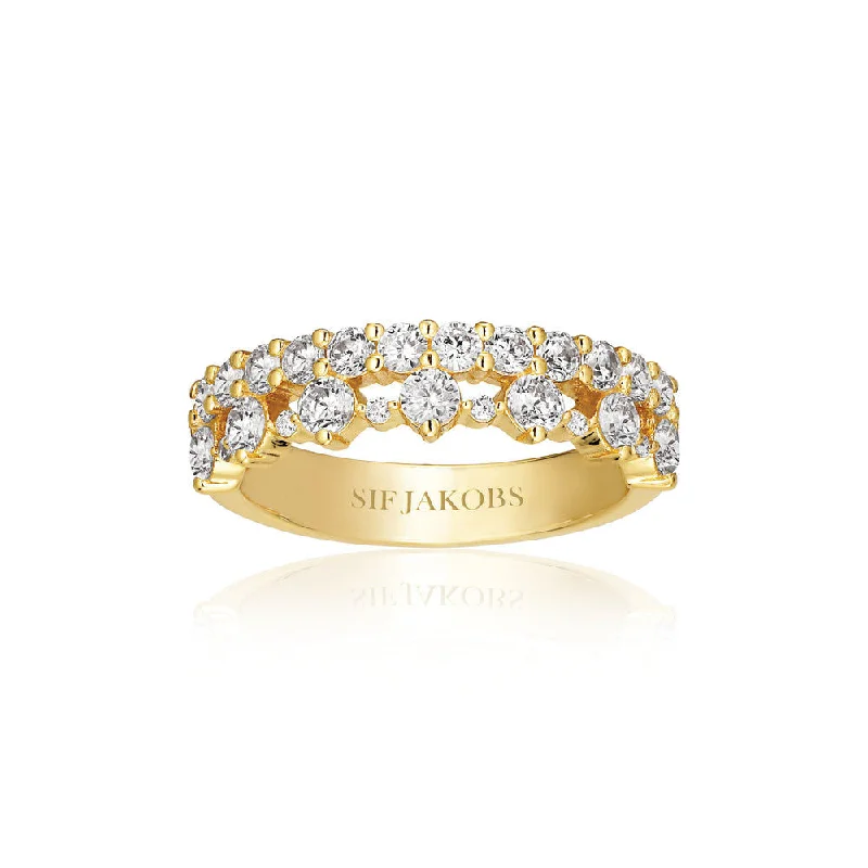 Livigno 18K Gold Plated Ring w. Zirconias