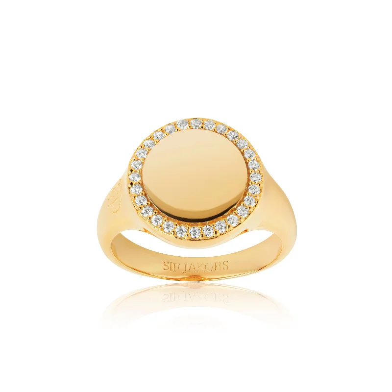 Follina Grande Gold Plated Ring w. White Zirconias