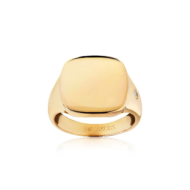 Shop Dazzling Jewelry At The Best Prices Follina Pianura Quadrato Piccolo Gold Plated Ring w. White Zirconia