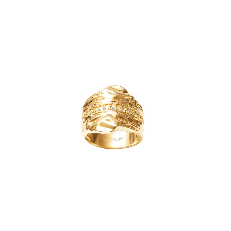 Affordable Glamour – Premium Jewelry At Special Prices Vulcanello Grande Gold Plated Ring w. White Zirconias