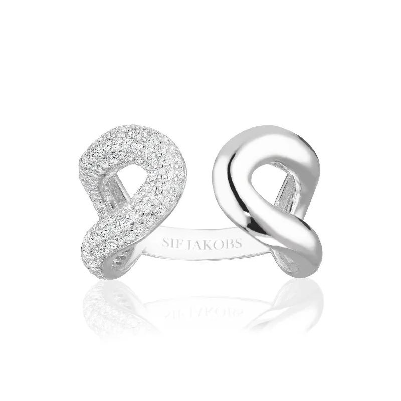 Personalized Jewelry Sale – Unique Pieces At Great Prices Call Capri Due Silver Ring w. White Zirconias
