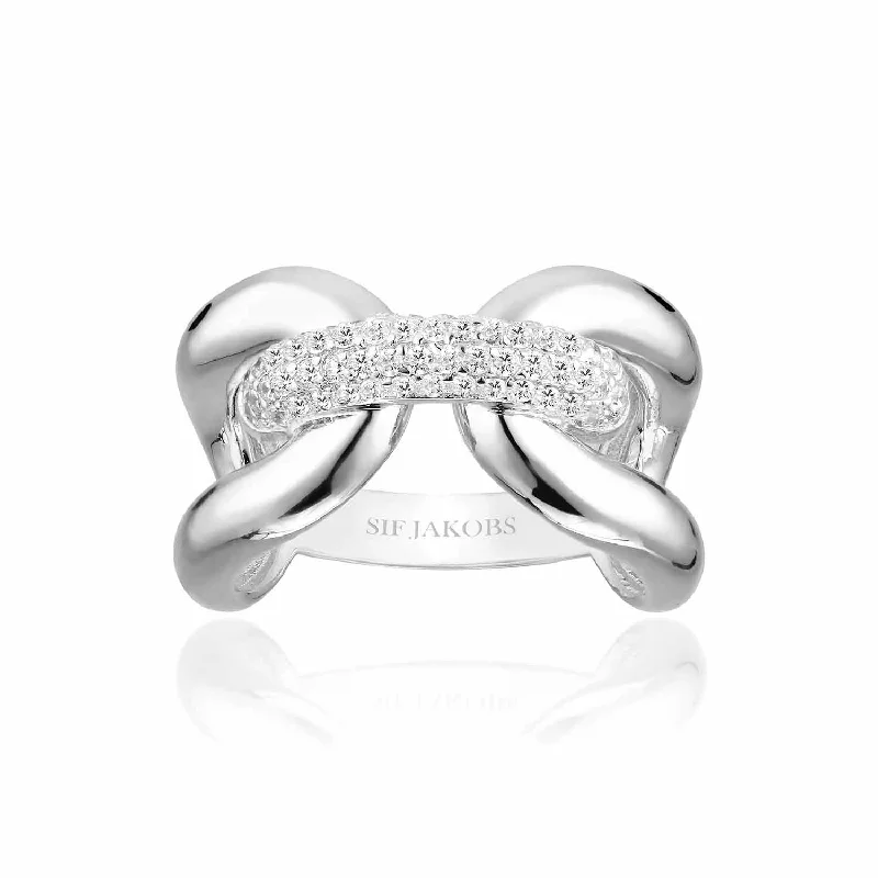 Capri Tre Silver Ring w. White Zirconias