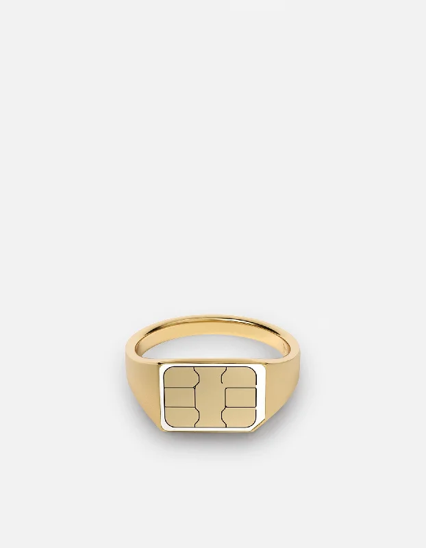 Personalized Jewelry Sale – Unique Pieces At Great Prices SIM Card Signet Ring, Gold Vermeil