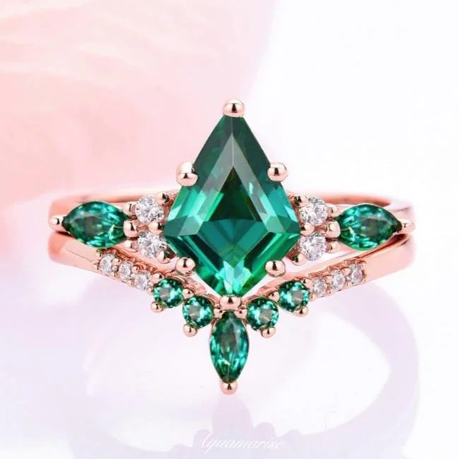 Shop Signature Jewelry Styles At Exclusive Prices Skye Kite™ Emerald Engagement Ring Set- 14K Solid Rose Gold Shop Signature Jewelry Styles At Exclusive Prices Skye Kite™ Emerald Engagement Ring Set- 14K Solid Rose Gold