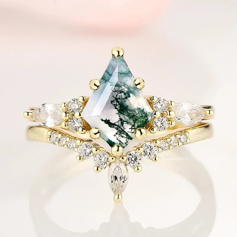 Exclusive Online Jewelry Sale – Don't Wait Skye Kite™ Green Moss Agate Ring Set- 14K Solid Yellow Gold Exclusive Online Jewelry Sale – Don't Wait Skye Kite™ Green Moss Agate Ring Set- 14K Solid Yellow Gold