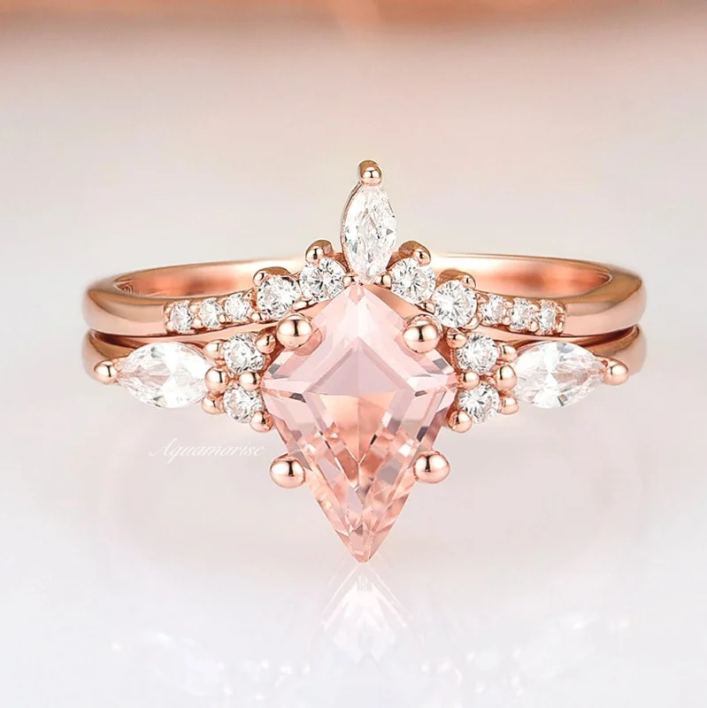 Glamorous Jewelry, Glamorous Deals – Shop Now Skye Kite™  Morganite Engagement Ring Set- 14K Solid Rose Gold