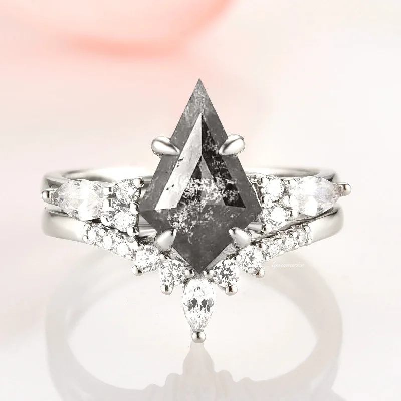 Shop Dazzling Jewelry With Special Promotional Discounts Skye Kite™ Salt & Pepper Diamond (Herkimer Diamond) Engagement Ring Set- 14K Solid White Gold Shop Dazzling Jewelry With Special Promotional Discounts Skye Kite™ Salt & Pepper Diamond (Herkimer Diamond) Engagement Ring Set- 14K Solid White Gold