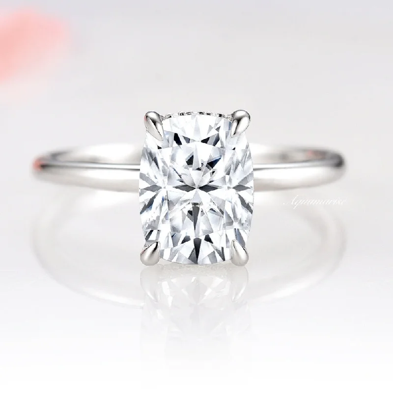 Huge Markdowns On Premium Jewelry Styles 2CT Solitaire Cushion Cut Moissanite Engagement Ring- 14K White Gold