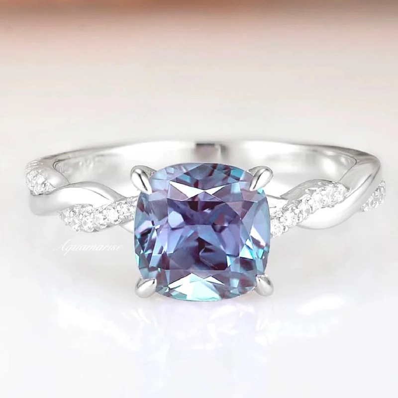 Luxury Jewelry Without The Luxury Price Tag Sophia Twisted Vine Alexandrite Engagement Ring- 14K White Gold Luxury Jewelry Without The Luxury Price Tag Sophia Twisted Vine Alexandrite Engagement Ring- 14K White Gold