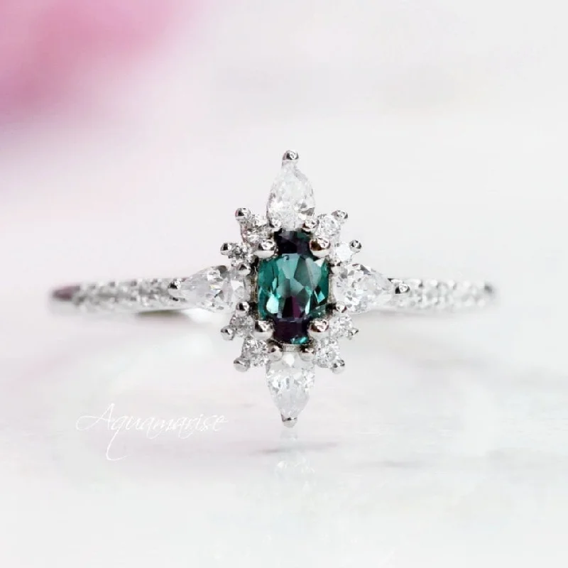 Buy More, Save More On Stunning Jewelry Designs Starburst Alexandrite Engagement Ring- 14K Solid White Gold Buy More, Save More On Stunning Jewelry Designs Starburst Alexandrite Engagement Ring- 14K Solid White Gold
