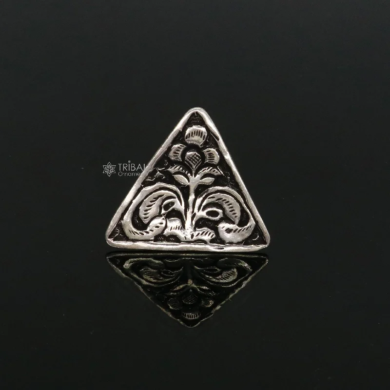 Shop Fine Jewelry With Amazing Deals Triangle shape Traditional cultural design 925 sterling silver adjustable ring, best tribal ethnic jewelry Navratri dance jewelry sr387