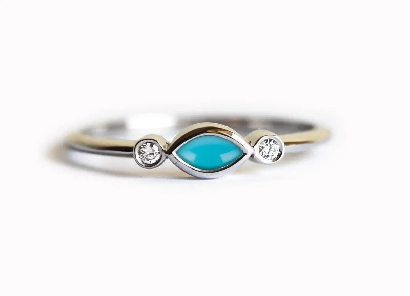 Turquoise Engagement Ring, Diamond Engagement Ring