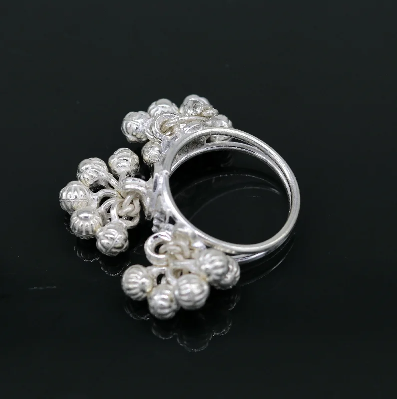 High-Quality Gemstone Jewelry For Special Occasions Vintage design Sterling silver handmade charm ring excellent customized noisy bells drops personalized girls women's jewelry sr260