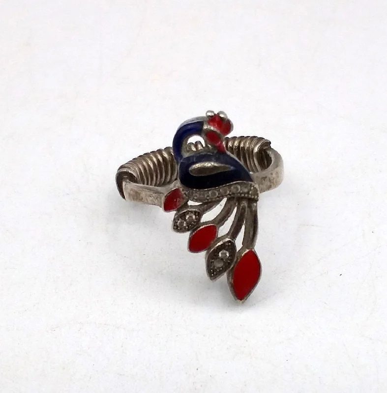 Bold And Beautiful Jewelry Now At Irresistible Prices Vintage old silver handmade ring fabulous antique peacock design color enamel unisex ring band indian tribal jewelry r48 Bold And Beautiful Jewelry Now At Irresistible Prices Vintage old silver handmade ring fabulous antique peacock design color enamel unisex ring band indian tribal jewelry r48