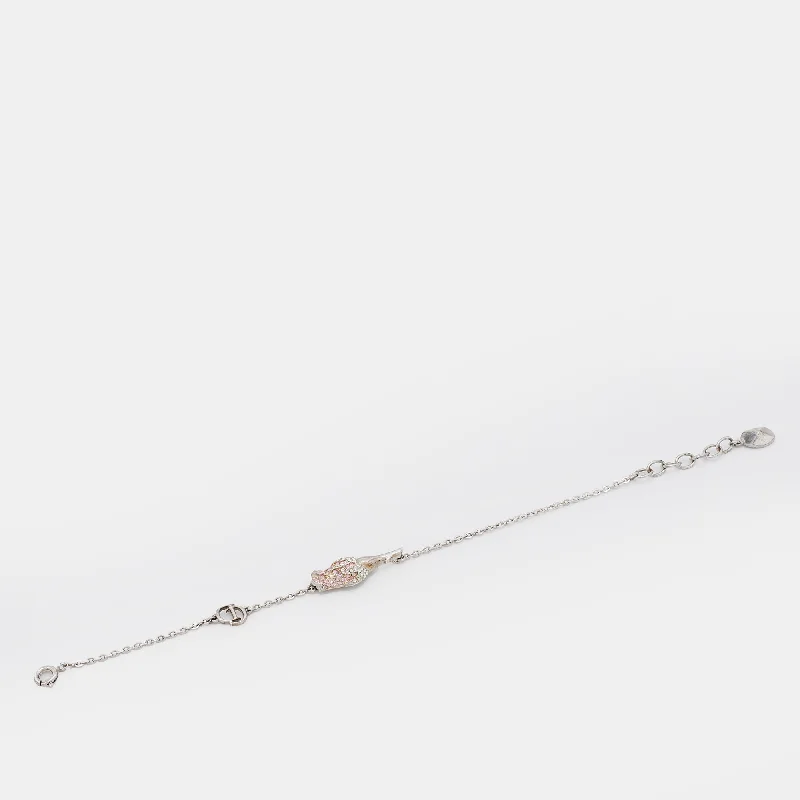 Your Perfect Accessory At The Perfect Price DIOR Silver Tone Crystal Studded Rose Chain Necklace