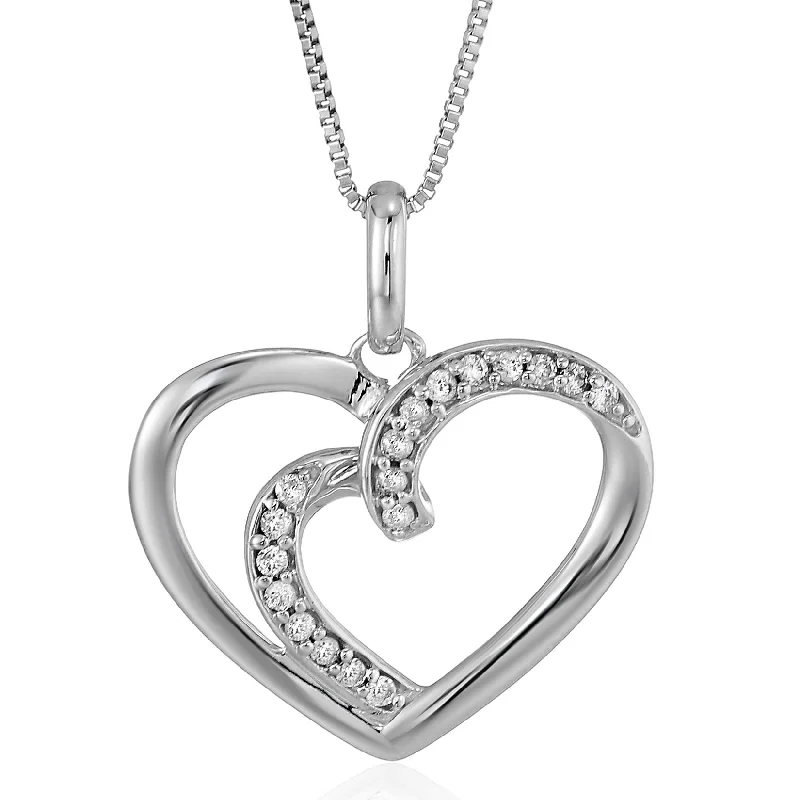 Shop Fine Jewelry With Exclusive Savings 1/12 cttw Diamond Heart Pendant Necklace 14K White Gold with 18 Inch Chain