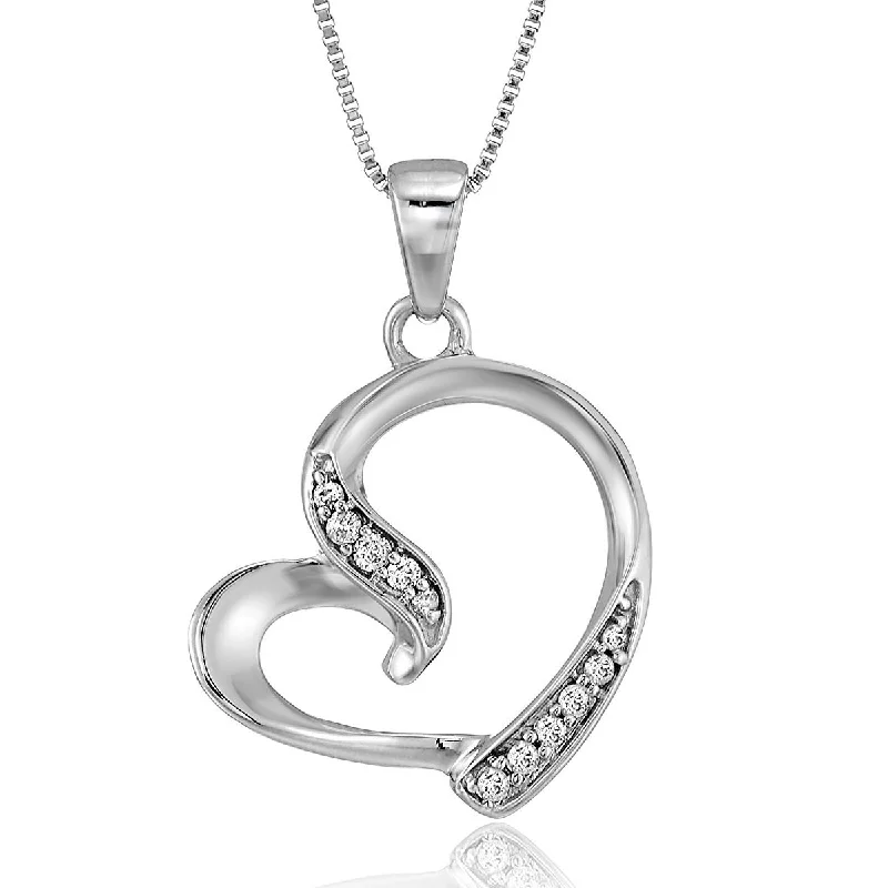 Jewelry Clearance Sale – Final Reductions 1/20 cttw Heart Shape Diamond Pendant Necklace 14K White Gold with 18 Inch Chain