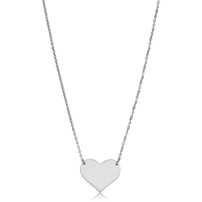 Flash Jewelry Sale – Get Stunning Pieces At Low Prices 10k White Gold High Polish Heart Necklace (18 inch)