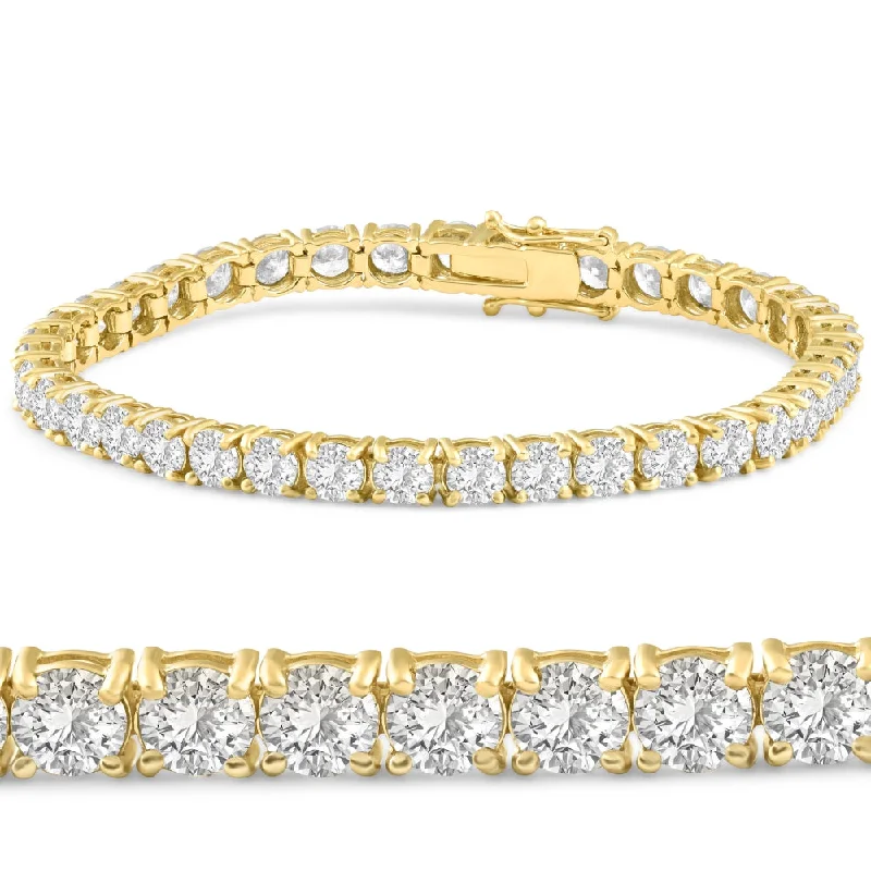 12 Ct. Round Cut Natural Diamond 18K Yellow Gold Round Cut Tennis Bracelet 7"