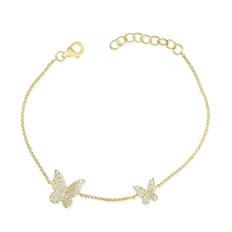 14k Gold & Diamond Butterfly Bracelet