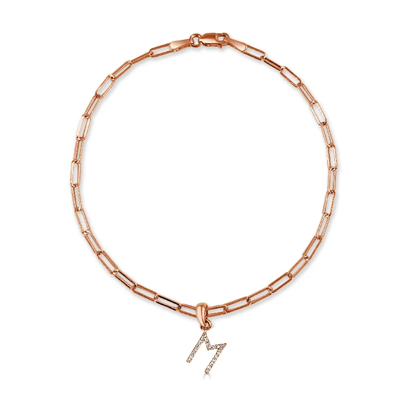 14k Rose Gold & Diamond Initial Link Bracelet