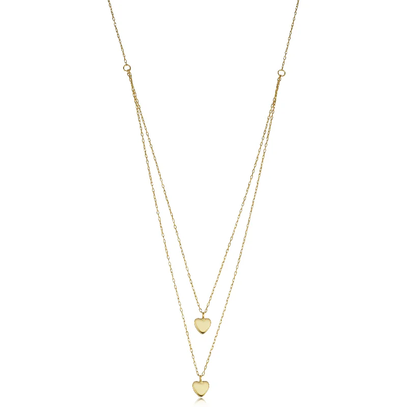 Buy More, Save More – Special Jewelry Discounts 14k Yellow Gold Heart Layered Necklace (adjusts to 17 or 18 inch)