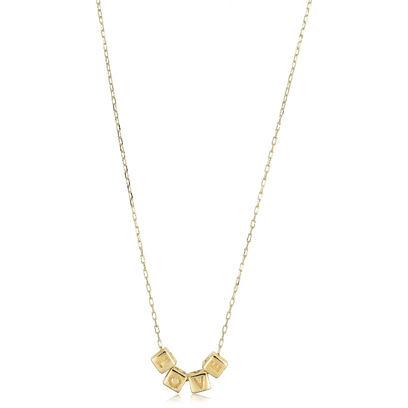 High-Quality Jewelry At A Fraction Of The Cost 14k Yellow Gold Love Letter Block Necklace (adjusts to 17 or 18 inch)